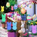 12 PCS Easter Yard Signs Corrugated yard Outdoor Decorations Bunny Easter Eggs Yard Stakes for Easter Party Decorations Supplies Prop Spring Decor
