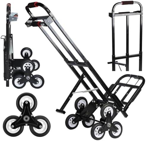 Mecete Hand Truck Dolly  6 Years in Service  Stair Climbing Cart, Stair Climber Cart 460 Lb Capacity All Terrain Stair Dolly Heavy Duty with Telescoping Handle and 6 Wheels (Black) 2 Climbing Ropes - Amazon.com