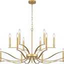 18 Light Gold Living Room Chandelier High Ceiling Foyer Candle Chandelier Large Modern Brass 59in Metal Chandeliers Hanging Light for Master Bedroom Dining Room Light Fixture Over Table