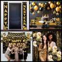 New Years Decorations 2026,Happy New Years Eve Party Supplies Gold and Black Nye Party Decorations With Backdrop Door Banner Hanging Swirls Honeycomb Balloon