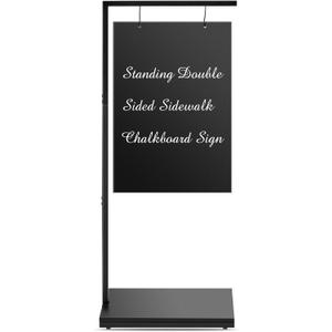 Chalkboard Sign with Metal Base 18 x 43 Double Sided Hanging Sidewalk Chalk Sign Message Hanging Chalkboard Sign Menu Sandwich Board Signs Outdoor for Restaurant, Business, Cafe, Wedding