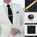 Black Ties for Men and Cufflinks Tie Clip Set, Solid Satin Necktie for Father's Day,Anniversary,Wedding and Bussiness.