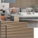 Acoustic Wood Veneer Slat Panels for Interior Wall and Ceilings Decor | 3D Seamless Spliced Sound Absorbing Decorative Luxury Real Natural Walnutx2 Pack, 43.3''x18.9''