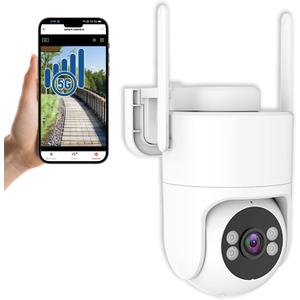 6MP TUYA Security Camera Outdoor, 2.4G/5G WiFi Cameras for Home Security 24/7 Recording, Pan-Tilt 360 View, Color Night Vision,Two-Way Audio, Auto Tracking & Light Alarm, Plug-in cam, Cloud/SD/IP66