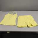 OMKAGI 2 Piece Workout Sets for Women Padded Sports Bra Tank Booty Gym Shorts with Pockets (X-Small, 284-baby Yellow)
