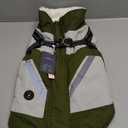 IECOii Dog Coat with Harness Built in - Green, Large - Waterproof Winter Coat, Fleece Lined Snow Jacket for Dogs Large