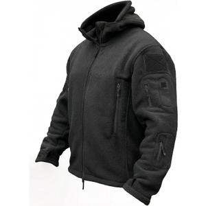 TACVASEN Tactical Jacket for Men Fleece Jackets Full Zip Military Hoodies Windproof Warm Winter Coat Outdoor Hunting (X-Large, #01-black)