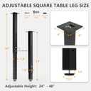 Adjustable Heavy Duty Square Table Legs 24-40 Inch, Set of 4 Metal Furniture Legs with Dual Screw Locking for DIY Desk, Workbench, Kitchen Counter - 1.77" Square Tubing, Max Load 300lbs/Leg (Black)