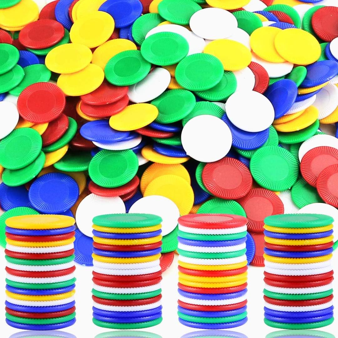 300 Plastic Poker Chips, Poker Card Game Chips Bulk for Game Play, Learning Math Counting, 5 Colors