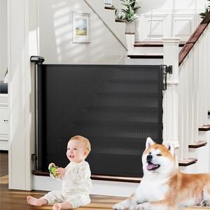 Amazon.com: probebi Retractable Baby, Child & Dog Gates for Stairs, Extends to 54" Wide 34" Tall, Use for Outdoor, Indoor, Hallways, Doorways, Deck, Porch, Black : Baby