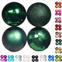 Emopeak 4Pcs Christmas Balls Ornaments for Xmas Christmas Tree - 4 Style Shatterproof Christmas Tree Decorations Hanging Ball for Holiday Wedding Party Decoration (Dark Green, 4"/10CM)