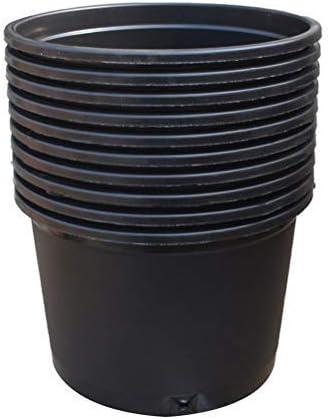 Nursery Pot 1 Gallon 1 Gal 2 Gal 3 Gal 5 Gal 7 Gal 10 Gal 15 Gal Nursery Container Injection Molded Pot Fit for Plants Soil Growers or Hydroponics (10,2 Gallon Short)