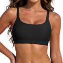 Sports Swim Bra Bikini Tops for Women Classic Bathing Suits Top with Padded Crop Swimsuit (XX-Large, Black)