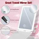 3 x Travel Makeup Mirror with Lights Valentines Day Gifts for Her, Girlfriend, Wife, Birthday Gifts Rechargeable Portable Folding Compact LED Mirror Set with Tweezer 3 Color Light Modes