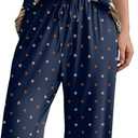 Ekouaer Pajamas for Women Set Short Sleeve Printe Lounge Sets Soft Pjs Round Neck Loungewear with Pockets (X-Large, Navy Blue Feather)