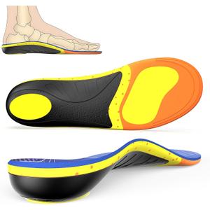 Plantar Fasciitis Relief Insoles for Men & Women - Rigid Arch Support Inserts for Flat Feet, with Thick Cushioning and Triple-Layer Shock Absorption, Moisture-Wicking Surface for All-Day Comfort, XS