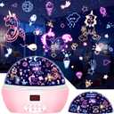 Kid Unicorn Night Light for Girls, and Baby Bear Night Lights Rotating Light Projector with Timer Color Changing Birthday Gifts for 3-5-10 Year Old Girls (Pink)