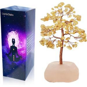 Citrine Crystal Tree Birthday Gifts for Women,Crystal Tree of Life Sister Birthday Gifts for Mom,Home Decor Office Desktop Dcor,Healing Crystals Ener,Feng Shui,Money,Good Luck (Yellow)