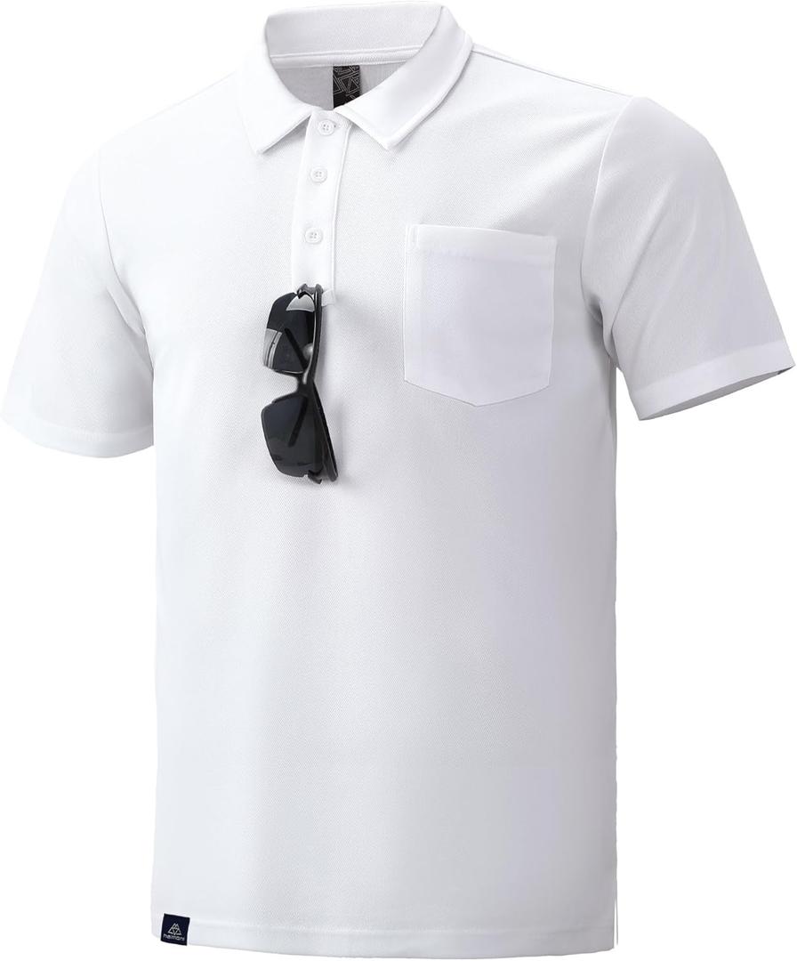 Haimont Men's Polo Shirts with Pocket Short Sleeve Quick Dry Moisture Wicking Golf Shirts Business Casual Work Polos (Large)
