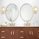 ANDY STAR Gold Oval Mirrors for Bathroom, 24x36 Inch Brushed Gold Stainless Steel Metal Framed Oval Wall Mirror, Modern Vanity Mirror Wall Mount Horizontal or Vertical