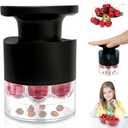 Cherry Pitter Multiple, Quick Release Multi Cherries Stoner Pitter 7-in-1, Push Button Cherr'y Core Pitter Tool with Splatter Protector, Pit Seed Remover for Making Jam Cherry Dishes (Black)