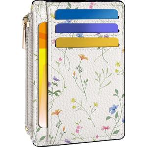 Tipmile Credit Card Holder for Women Slim Minimalist Front Pocket RFID Blocking Wallet Small Compact Card Case with ID Window, Ditsy Floral