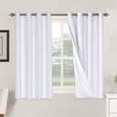 H.VERSAILTEX Linen Blackout Curtains 54 Inches Long 100% Blackout Thermal Insulated Textured Linen Look Curtain Draperies Anti-Rust Grommet, Energy Saving with White Liner, 2 Panels, Bright White