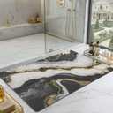 Color&Geometry Marble Bathroom Rugs, Ultra Thin Bath Mat,Black and White, 24"x36"