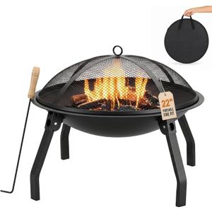 22" Small Fire Pit - Wood Burning Outdoor Fire Pit with Grill, Carry Bag
Compact 22-Inch Design, Folding Legs, Carry Bag Included, Spark Screen, Cooking Grate, Fire Poker, Backyard Patio Camping
