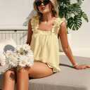 Marvmys Womens Pajamas Set 2 Piece Ruffle Bridal Cute Pajamas Sexy Tank Top and Shorts Bride Sleepwear Set S-2XL (Yellow, M)