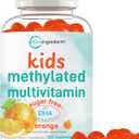 Methylated Multivitamins Gummies for Kids, 120 Count | Sugar Free Orange Flavored | 20-in-1 Complete Formula with DHA, Lutein, Probiotics, B12, Folate & More | Essential Vitamins & Minerals | Non-GMO, BBD 09/2027