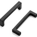 Ravinte 25 Pack 3 Inch Hole Centers Matte Black Cabinet Pulls Handles Solid Drawer Pulls Kitchen Hardware Flat Black Square Bar Drawer Handles