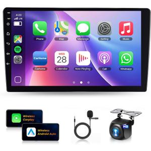 [4G+64G] 8Core Android 13 Double Din Car Stereo Wireless Carplay Android Auto, 10.1" HD 1280 * 720P IPS Touchscreen Radio in-Dash Head Unit GPS WiFi/32EQ DSP Audio/Bluetooth5.0/SWC Backup Camera