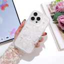 Compatible with iPhone 16 Pro,3D Butterfly Design Cute Kawaii Bling Frame Shape Soft Silicone Shockproof Protective Phone Cover for Women Girls Clear