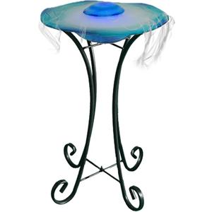 XBrand 27" LED Mist Indoor Floor Fountain, Freestanding Water Feature with Inline Control, Aromatherapy, Glass & Metal, Blue