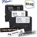 Brother Genuine P-Touch Btag Label Tape, BTAG3M01, 0.47 in by 13.1 ft, White on Clear, Black on White, White on Black, 3-Pack. (Works Only with Brother PT-N10, PT-N20, PT-N25BT Label Makers)