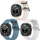 3 Pack Compatible for Samsung Galaxy Watch Ultra Band 47mm, Soft Ocean Silicone Sport Strap Replacement Accessory Watch Band for Galaxy Watch 7 Ultra Women Men