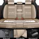 Seat Covers Fit for Honda Accord 2003-2017 Car Seat Covers Full Set 5 Seats Waterproof Faux Leather Car Seat Cushion Protector Compatible Airbag (Beige)