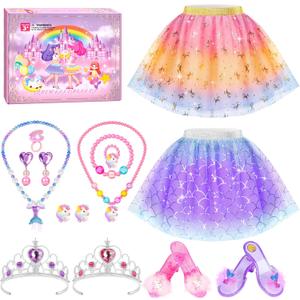 Princess Dress Up Shoes Set, Girls Dress Up Toys, Jewelry Boutique Crown Necklace Earrings Rings Bracelet, Princess Dresses Role Pretend Play Gifts Princess Toys for Girls Aged 3 4 5 6