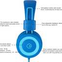 noot products Kids Headphones K11 Foldable Stereo Tangle-Free 5ft Long Cord 3.5mm Jack Plug in Wired On-Ear Headset for iPad/Amazon Kindle,Fire/Boy/Girl/School/Laptop/Tablet(Skyline Blue)
