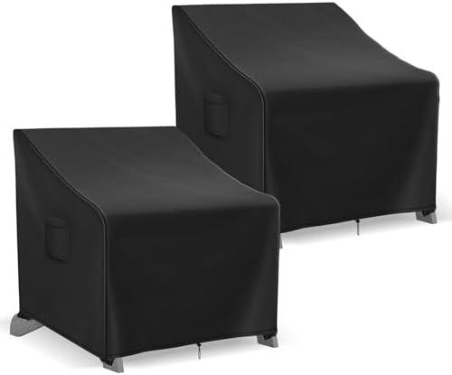 Richwon Adirondack Chair Covers Waterproof, Lawn Outdoor Chair Covers 1 Pack, Patio Chair Covers for Outdoor Furniture Fits up to 32W x 37D x 36H inches, Black