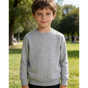 Boys' Basic 100% Polyester Crewneck Sweatshirt - Machine Washable, Soft | Sports & Daily Casual Wear for School Boys (7 Years) Grey