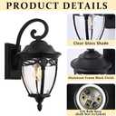 Large Outdoor Wall Sconce Lights for House, Black Exterior Lighting Fixtures Wall Mount, Waterproof Outdoor Front Porch Light Fixture with Clear Glass for Porch, Patio, Garage