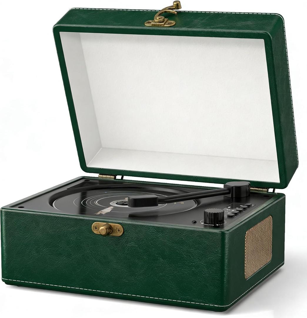 Retro CD Player with Bluetooth in/Out Portable CD Player with Built-in Rechargeable Battery,Auto Power Off,USB,AUX,Headphone Jack,Vintage Music Player Great Birthday Gifts for Women/Men-Green