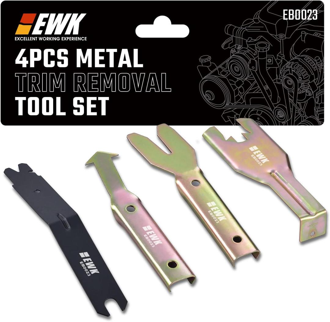 EWK 4 Pcs Metal Trim Removal Tool Set, Car Door Panel Clip Puller, Audio Board, Windows Pry Kit