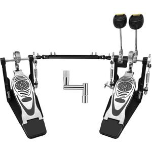 Bass Drum Pedal,Double Bass Drum Pedal Mount Double Chain Drive Foot Percussion Hardware Kick Drum Kit Pedals Step on Hammer Adj. Beater Head Bass Pedal for Drum Set (Double)
