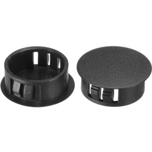 PATIKIL 25mm (1") Plastic Hole Plugs, 30Pcs Flush Type Round Hole Plugs Cover Snap in Locking Hole Tube for Table Kitchen Cabinet Furniture, Black
