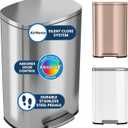 iTouchless 13.2 Gallon Step Trash Can with Lid and Odor Control Filter, Stainless Steel Kitchen Garbage Bin with AirNova Silent Lid, 50 Liter, Fingerprint-Proof, Silver