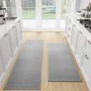 Kitchen Mat Set of 2 PCS, Cushioned Non Slip Rugs for Kitchen Floor, Absorbent Runner Comfort Standing Mats Washable for Kitchen, Office, Home, (Grey, 17.3"x47"+17.3"x71")