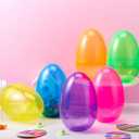 JOYIN 12 Pcs 7" Jumbo Plastic Easter Eggs, Clear 6 Assorted Colors Empty Eggs for Filling Treats Easter Party Favor Hunt Basket Stuffers Fillers Classroom Prize Supplies Toy